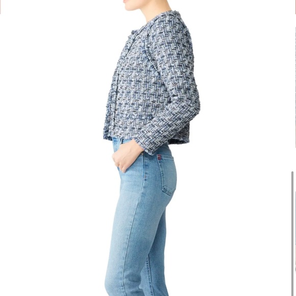 IRO Paris Disco Tweed Jacket in Light Blue/White/Silver Metallic. FR 40 / US 8 - Picture 4 of 7